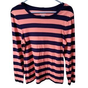 Old Navy Coral & Navy Perfect Crew Long Sleeve Shirt - XL